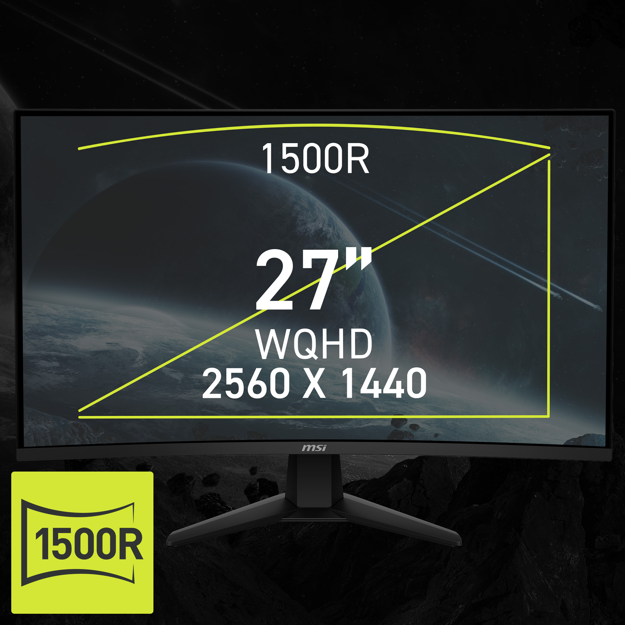 MSI 27" 180 Hz Rapid VA QHD Gaming Monitor Adaptive Sync 2560 x 1440